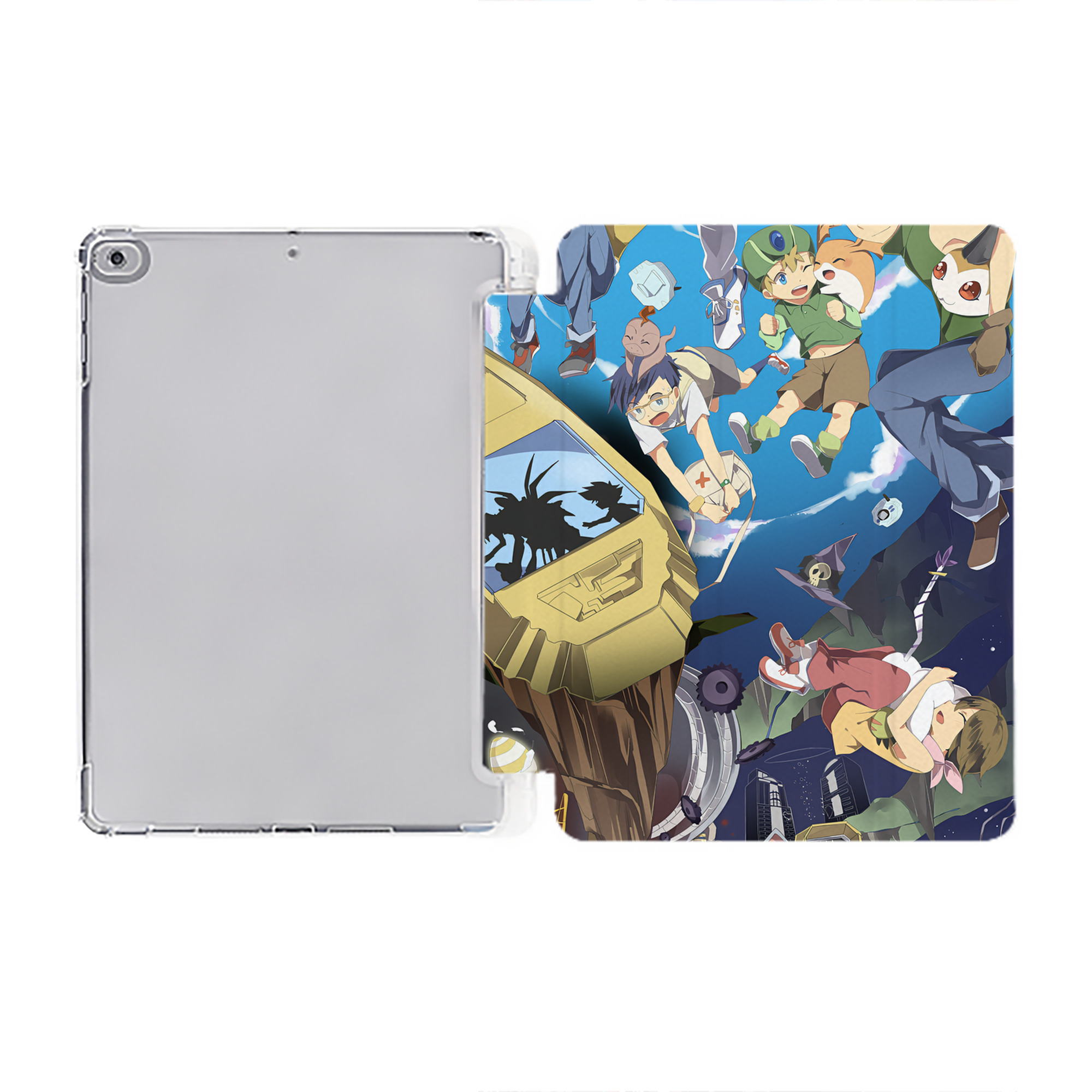 （画像用） Digimon デジタルモンスター/デジモン IPad ケース ペン収納付き 三つ折りスタンド PUレザー×シリコン 対応機種9.5/10.5/10.9インチ
